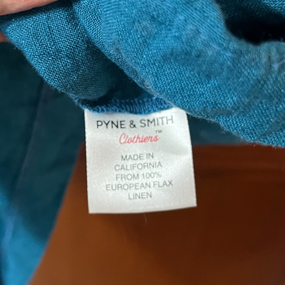 100% Linen Teal Midi Dress with Button Detail - Picture 4 of 4